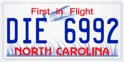 NC license plate DIE6992