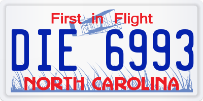 NC license plate DIE6993