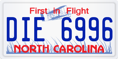 NC license plate DIE6996