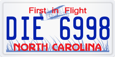NC license plate DIE6998