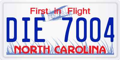 NC license plate DIE7004