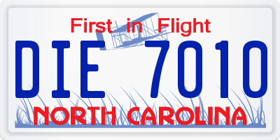 NC license plate DIE7010