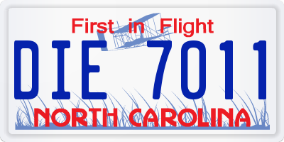NC license plate DIE7011