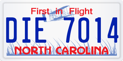 NC license plate DIE7014