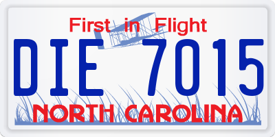 NC license plate DIE7015