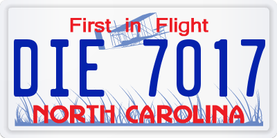 NC license plate DIE7017