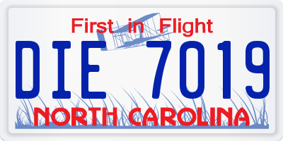 NC license plate DIE7019