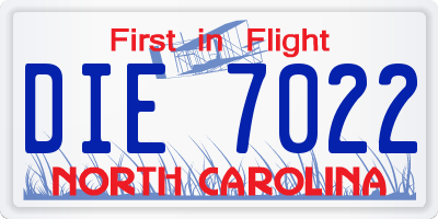 NC license plate DIE7022