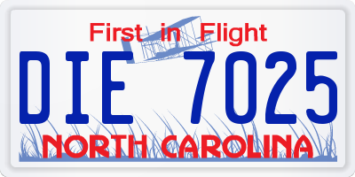 NC license plate DIE7025