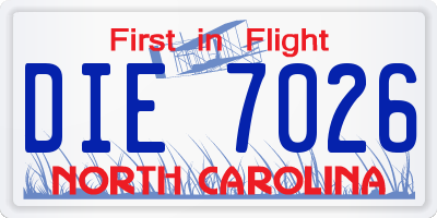 NC license plate DIE7026