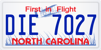 NC license plate DIE7027