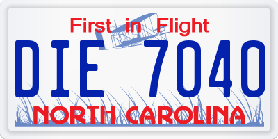 NC license plate DIE7040