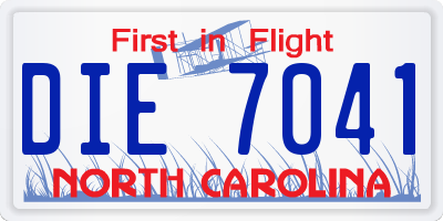 NC license plate DIE7041