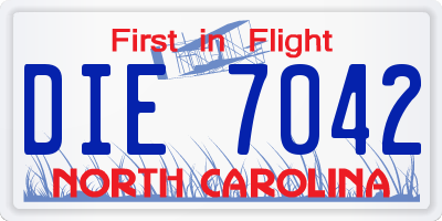 NC license plate DIE7042