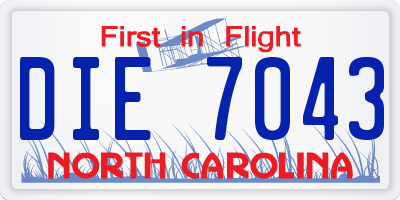 NC license plate DIE7043