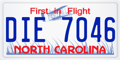 NC license plate DIE7046