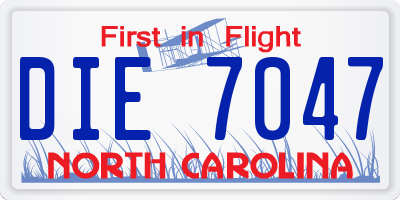 NC license plate DIE7047