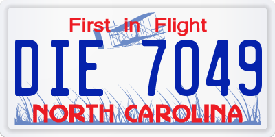 NC license plate DIE7049