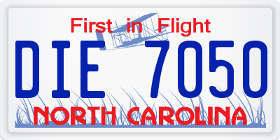 NC license plate DIE7050