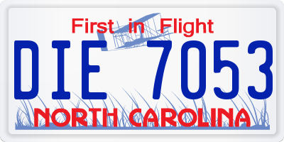 NC license plate DIE7053