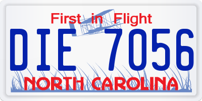 NC license plate DIE7056