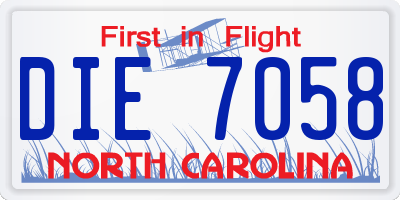 NC license plate DIE7058
