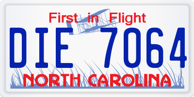 NC license plate DIE7064