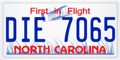 NC license plate DIE7065