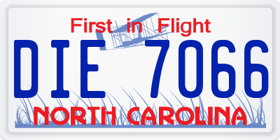 NC license plate DIE7066