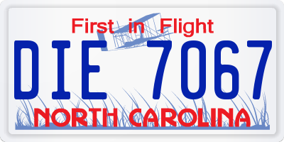 NC license plate DIE7067