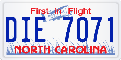 NC license plate DIE7071