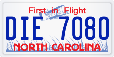 NC license plate DIE7080