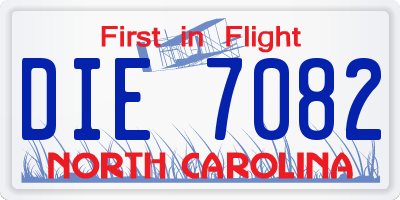 NC license plate DIE7082