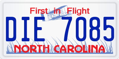 NC license plate DIE7085