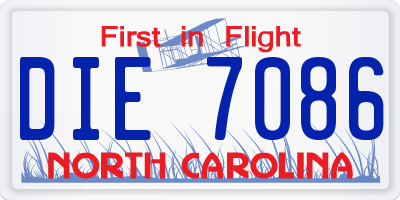NC license plate DIE7086