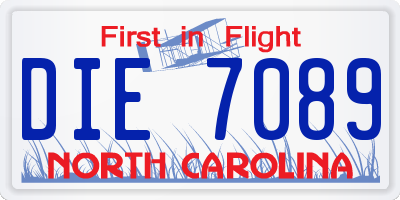 NC license plate DIE7089