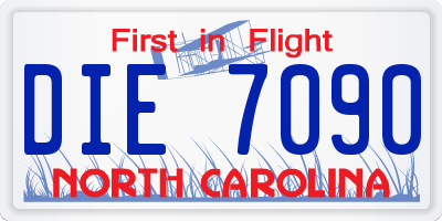 NC license plate DIE7090