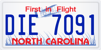 NC license plate DIE7091