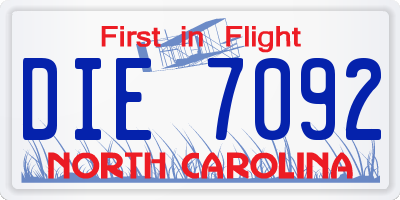 NC license plate DIE7092