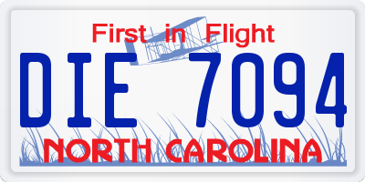 NC license plate DIE7094