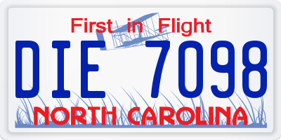 NC license plate DIE7098