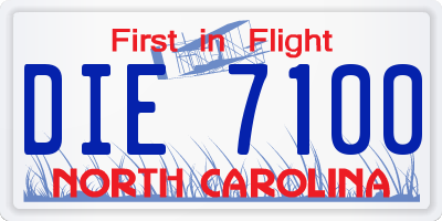 NC license plate DIE7100