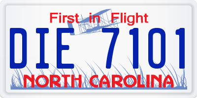 NC license plate DIE7101