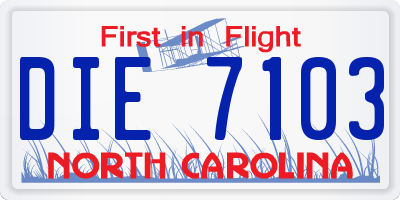 NC license plate DIE7103