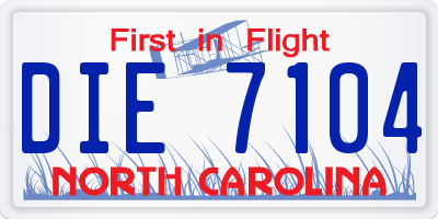 NC license plate DIE7104