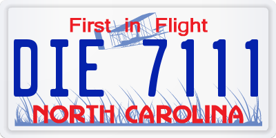 NC license plate DIE7111