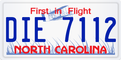 NC license plate DIE7112