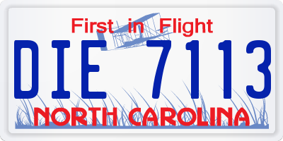 NC license plate DIE7113
