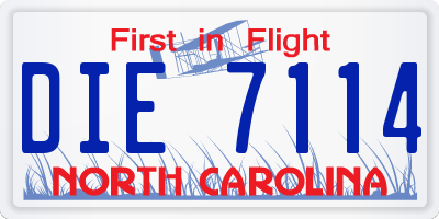 NC license plate DIE7114