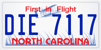 NC license plate DIE7117